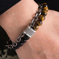 Cooles Damen armband für Herren mit natürlichen Edelstein perlen Edelstahl Zink legierung Healing Crystal Metal Link für Hochzeits geschenke