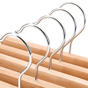 High-Grade Wooden Pants Hangers Space Saving 360 Swivel Hook Clothes Hanger With Flat Clips