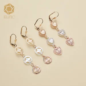 Elfic ต่างหูแฟชั่นชุบทอง14K,ต่างหู Aretes De Largo Cz เครื่องประดับหัวใจ