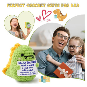 Cadeaux d'anniversaire de fête des pères pour <span class=keywords><strong>papa</strong></span> de fille fils Crochet fait à la main mignon petit <span class=keywords><strong>dinosaure</strong></span> cadeaux de fête des pères pour <span class=keywords><strong>papa</strong></span> - Product Image 4