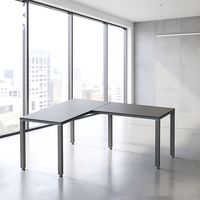 Bureau en L 150x150x75cm avec chemin de câbles intelligent, table de bureau longue pour un look sans fils, mobilier de bureau