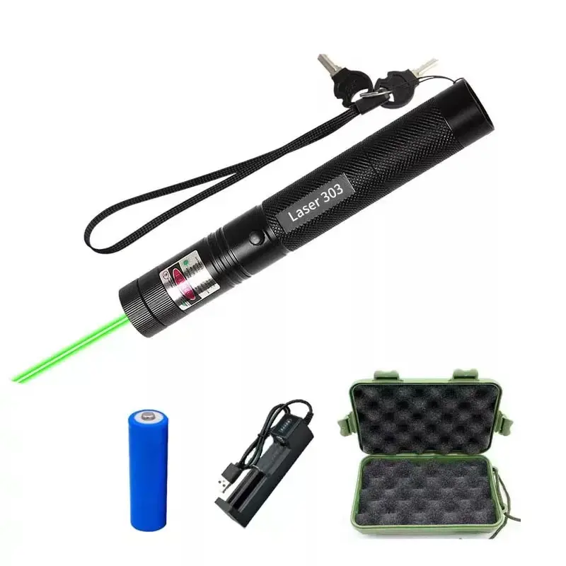 OEM Laser Logo in alluminio penna USB ricaricabile torcia a LED forte potente verde blu luce rossa 1*18650 303 puntatore Laser torcia