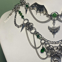 Collier superposé ailes d'ange gothiques pour femme, style sombre, en alliage, chaîne de clavicule, idéal pour les fêtes d'Halloween