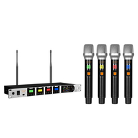 Système de microphone dynamique sans fil UHF professionnel CHXYKOM IU-4017-02, récepteur numérique 4 canaux, microphones à réduction de bruit