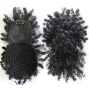 Extensions de Cheveux Afro Crépus Bouclés <span class=keywords><strong>avec</strong></span> <span class=keywords><strong>Frange</strong></span>, <span class=keywords><strong>Chignon</strong></span> à Pince de 10 Pouces pour Femmes Noires - Product Image 3