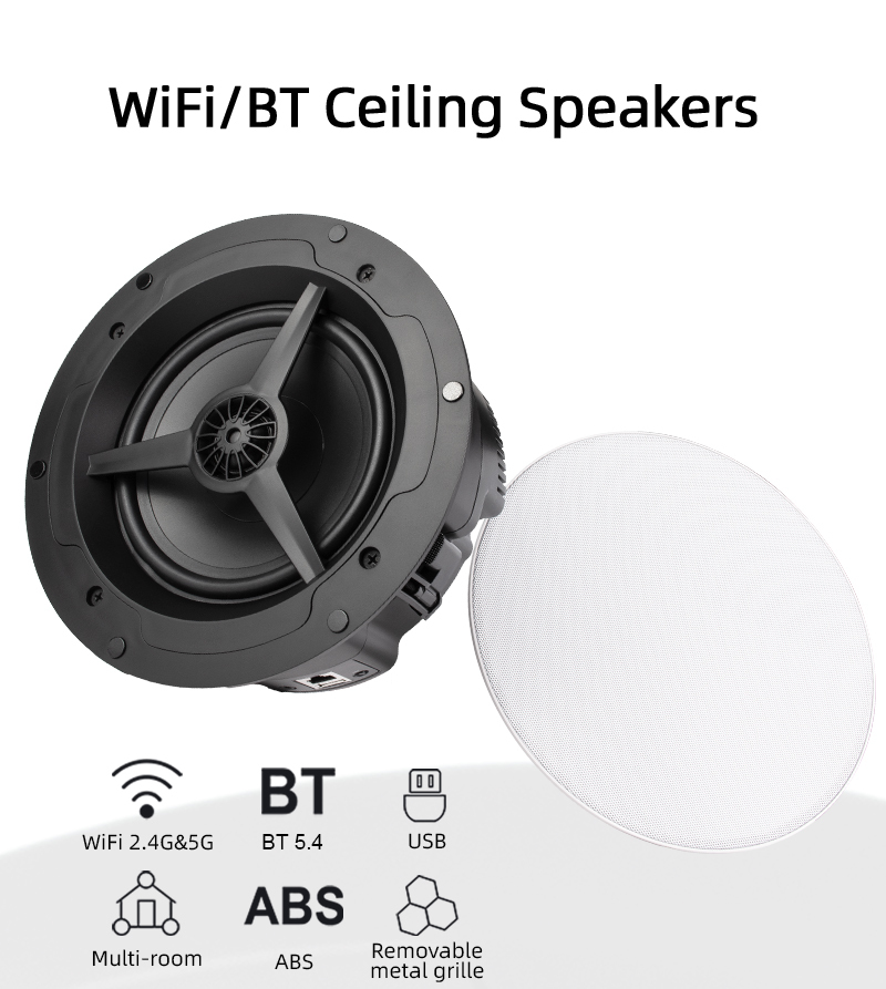 Home Wireless Ceiling Speaker WiFi BT5.4 AUX Multi-room Playback Active Speakers for Home Theater Audio System · image 4