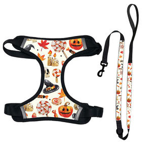 Custom Halloween Pet Arnés Correa Collar Moderno Moda Bandana 2-Pc Regalo Set Personalizado Impreso para Perros - Product Image 2