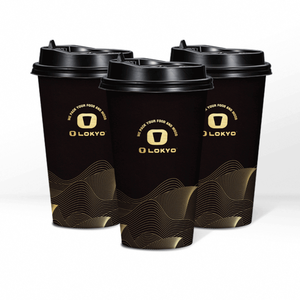 Loko 10oz <span class=keywords><strong>12oz</strong></span> टेकवे इको फ्रेंडली कप डबल दीवार कस्टम लोगो सोने के साथ गर्म मुद्रांकन कागज कॉफी कप - Product Image 3