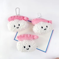 Porte-clés 3D en peluche mignon de dessin animé, motif rouleau de sushi aux crevettes, riz et légumes, durable, personnalisable, accessoire décoratif