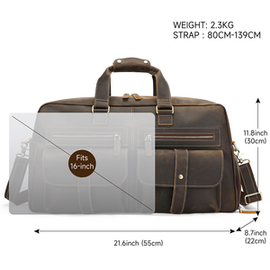 Bolsa de Viaje de Fin de Semana de Cuero MARRANT con Compartimento para Zapatos, Bolsa de Viaje Impermeable de Cuero Genuino, Bolsas de Lona de Cuero para Hombre - Product Image 6