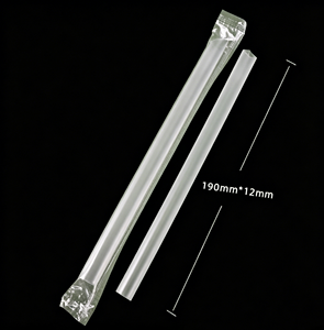 Pailles en plastique transparentes jetables écologiques PP 6x190mm avec design personnalisable pour jus et boissons - Product Image 1