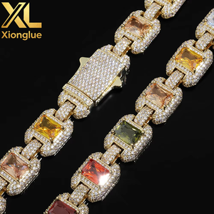 Parure de bijoux unisexe en cuivre plaqué or 18 carats avec zircon coloré de 12 mm, design de niche simple, 24 pouces, pour usage quotidien - Product Image 4