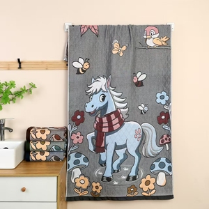 Wasbare, ecologische, puur katoenen handdoek met aanpasbaar patroon, zeer absorberend, voor de badkamer - Product Image 4