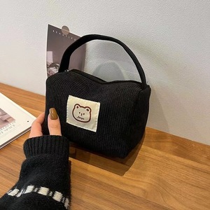 Bolsa de Maquillaje de Pana Fanyu con Parche de Oso, Cierre de Cremallera, Estuche Portátil para Artículos de Aseo, Bolso de Mano Unisex para Uso Diario - Product Image 2