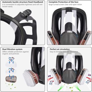 Masker Gas <span class=keywords><strong>Respirator</strong></span> wajah penuh, dapat digunakan kembali Anti amonia asam tambang kimia penutup wajah dengan kaleng Filter udara - Product Image 5