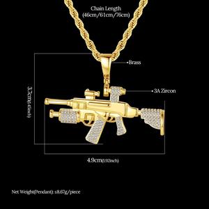Collar de Cadena para Hombre con Diseño de Pistola Clásica JINSE, Chapado en Rodio y Oro, Joyería Masculina al por Mayor - Product Image 2