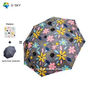 Parapluie manuel à trois plis double face avec motif floral imprimé à l'huile, parasol populaire, parapluie personnalisé avec logo - Product Image 1