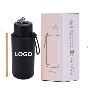 Botellas de Agua con Doble Aislamiento, 1000 ml, Ecológicas, Personalizadas, de Doble Pared, con Pajita, Botellas para Sublimación, 32 oz - Product Image 1