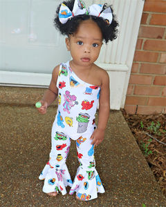 Custom 2022 Summer Toddler Baby Girls Bodysuit Jumpsuit One Pieces <b>White</b> Cartoon Pattern Kids Girls <b>Onesie</b> Bodysuits - Product Image 4