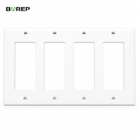 Pelat Dinding BAREP 4-Gang Decora Bersertifikasi CETLus UL94 V2, Bahan PC Anti Pecah dengan Sekrup untuk Sakelar Dekorator dan Penutup Stopkontak GFCI