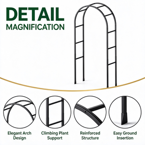 <span class=keywords><strong>Arche</strong></span> de <span class=keywords><strong>jardin</strong></span> en <span class=keywords><strong>fer</strong></span> noir, treillis tubulaire carré, revêtement PVC, 230 x 110 x 40 cm, support décoratif pour plantes, pour patio et mariage - Product Image 3