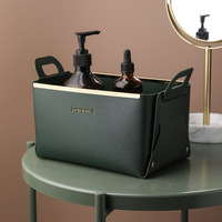 Organisateur de rangements moderne fait main sur mesure, boîte de rangement rectangulaire en cuir pliable pour coffre de voiture, 18L, pour soins de la peau et cosmétiques, sans couvercle