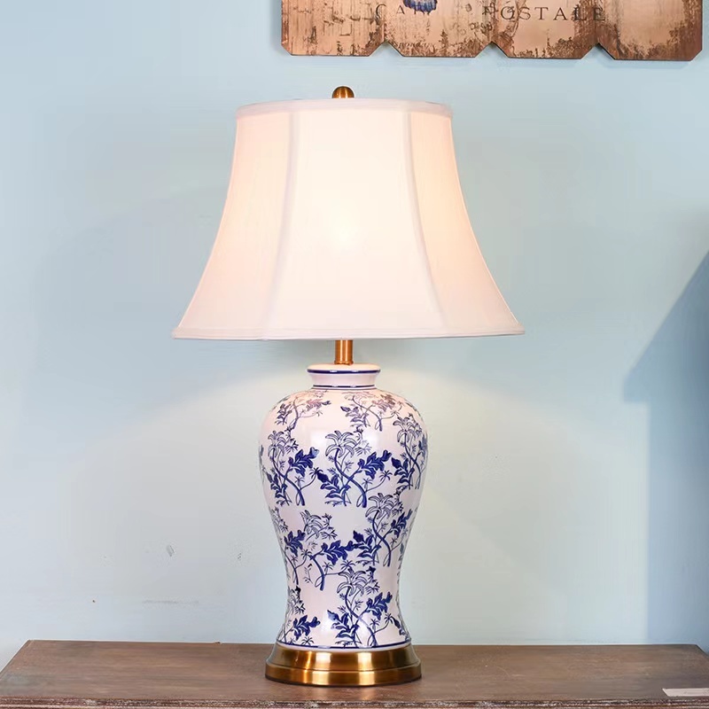 Lampada da tavolo BELUSO Porcellana Bianco/Blu