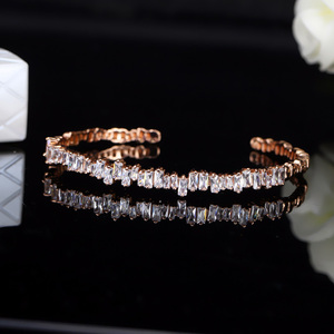 7mm Irregular Rectangle Cubic Zircon Iced Out <strong>Stack</strong> Adjustable Open Cuff Bracelet <strong>Bangle</strong> for Women Jewelry Accessories - Product Image 4