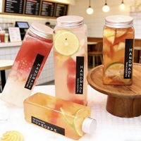 Vente directe d'usine, bouteilles en plastique jetables carrées de 300 ml, 380 ml, 500 ml, 650 ml, fabricants d'emballages pour boissons et jus