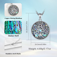 Collier spirale Merryshine Arbre de Vie en Cuivre avec Pendentif Fille et Coquille d'Ormeau Nacre, Bijoux Gothiques