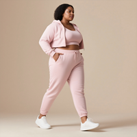 Vêtements pour Femme Mode Jogger Manches Longues Nude Pantalon de Survêtement et Sweat à Capuche Ensemble Épais Polaire 3 Pièces Ensemble