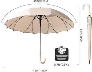 Parapluie à ouverture automatique en forme de pétale pour femme avec poignée en J, bande réfléchissante, anti-pluie, cadeau pour maman. - Product Image 4