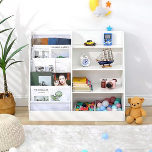 Estantería de madera de 4 niveles para niños, estantería de eslinga, estante de almacenamiento para bebés, organizador de libros para niños, exhibición de libros frontal para niños pequeños - Product Image 1