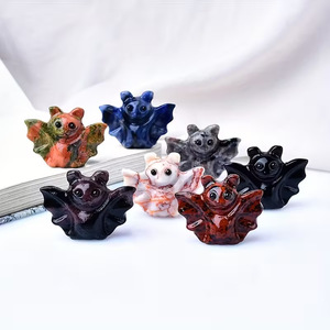 Colgante de murciélago de cristal natural miniatura al por mayor, figura de murciélago de cuarzo, joyería hecha a mano, llavero, collar, regalo artesanal - Product Image 5