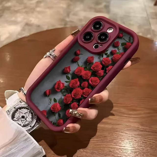 INS Red Rose Flower Silicone Mobile Phone Case Shockproof Soft Cover for iPhone 17 16 15 14 13 11 Max Plus XS Max 7 Plus