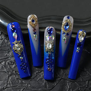 Venta al por mayor de pegatinas de uñas acrílicas de alta gama, hechas a mano, uñas postizas cuadradas largas de cobertura completa, personalizables, uñas de alta calidad. - Product Image 1