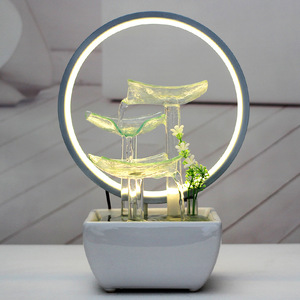 Fuente de agua de escritorio Quanfangyuan Lotus con anillo de luz LED 110-230V para decoración del hogar y la oficina - Product Image 2