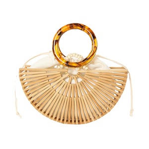 Bolso de playa de bambú tejido a mano con diseño semicircular hueco y textura especial para mujer - Product Image 5