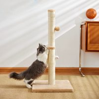 Grand griffoir à chat en bois Boule suspendue Arbre à chat durable pour une utilisation en intérieur en bois et corde de sisal inclus