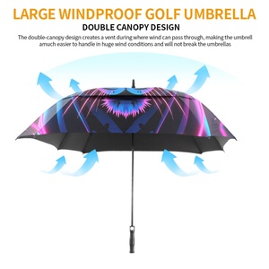 Large 68 Inch Windproof Golf <b>Umbrella</b> with Double Canopy Fiberglass Ribs <b>Umbrella</b> for Strong Wind Rain Protection - Product Image 4