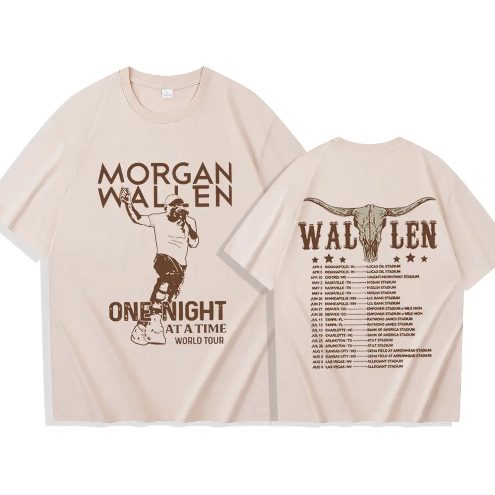 Yüksek kaliteli pamuk Morgan Wallen gömlek bir gece bir seferde dünya turu 2024 T Shirt konser t-shirt Morgan Wallen Fan hediye