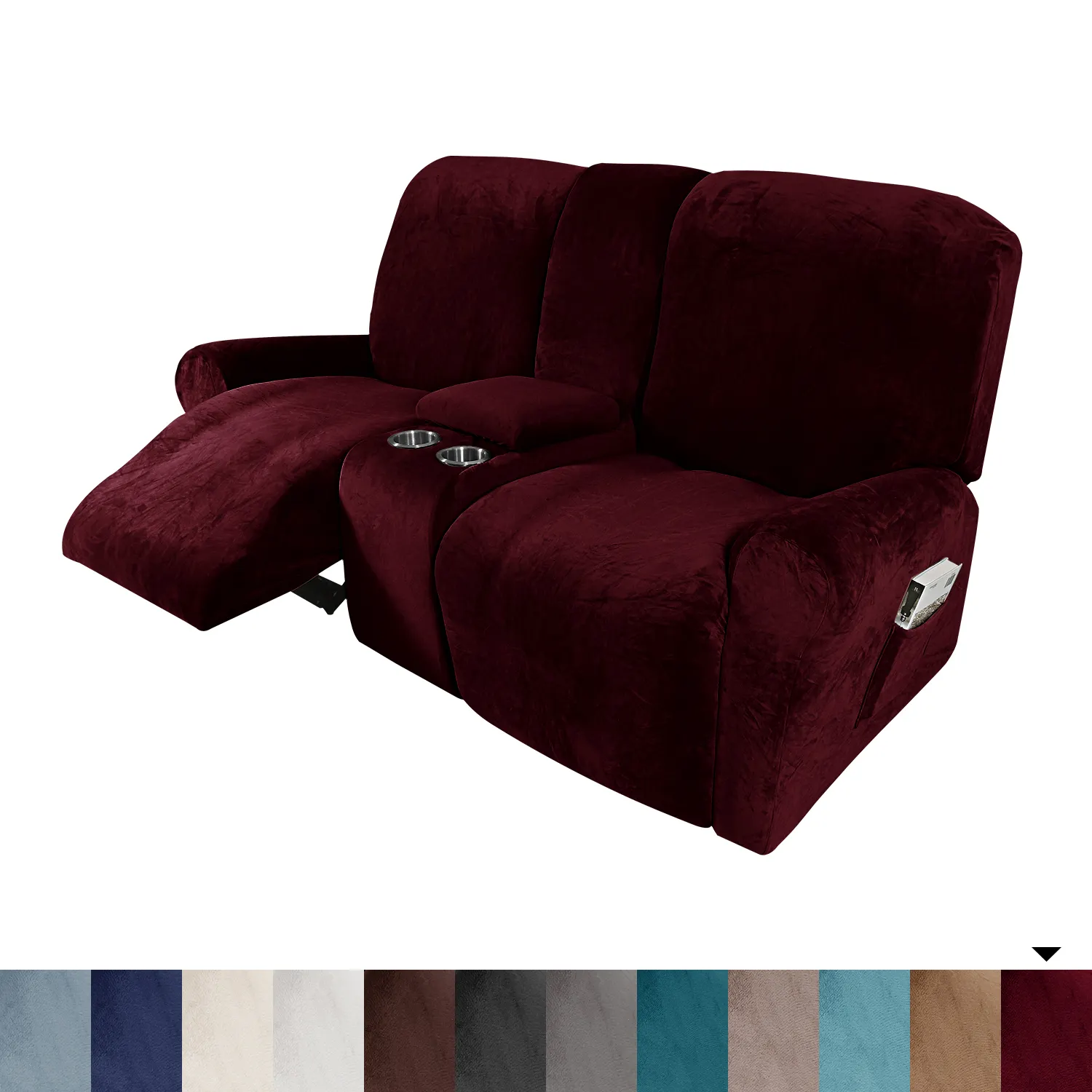 ผ้าหุ้มโซฟา8ชิ้น,ผ้ากำมะหยี่ยืดได้เบาะรองนั่งโซฟาปรับนอนได้เบาะกลางเก้าอี้เลานจ์