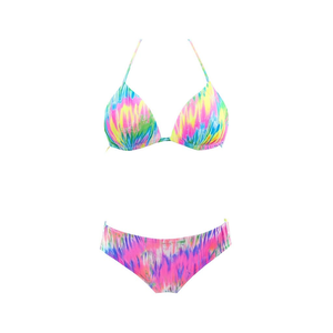 Set bikini HDJ con stampa tie-dye multicolore, reggiseno push-up, slip a vita alta, costume da bagno da donna, set da 2 pezzi - Product Image 4