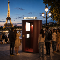 Photomaton vintage en bois avec appareil photo reflex pour les attractions touristiques, les parcs d'attractions, les musées, les centres commerciaux - Impression instantanée, usage commercial