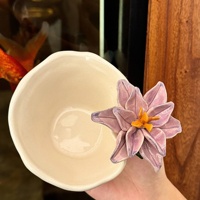 Cangkir Keramik Bunga Lily Ungu Tiga Dimensi yang Kreatif dan Indah dari Lelyi, Cangkir Kopi Bunga yang Sangat Cantik