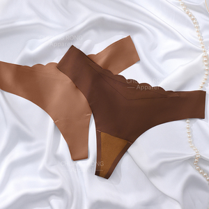 Culottes pour femmes, culotte en coton en forme de T, string sans couture, culotte en une seule pièce, logo personnalisable, motif d'emballage, culotte en soie glacée - Product Image 1