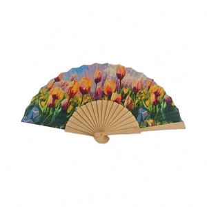 Abanicos de Madera de 23cm al por Mayor, Hechos a Mano con Patrones Coloridos, 18 Unidades con Asas, Novedad, Personalizables, para Promociones y Decoraciones - Product Image 6