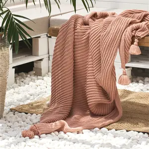 Blanket Knitted With Tassel High Quality Factory Price Hotel Throws For sofa Luxury Stock Throw Blanket