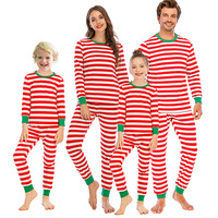 Pyjama de noël rayé pour enfant, rouge et blanc, en coton, assorti, famille, vacances, noël, nouvelle collection
