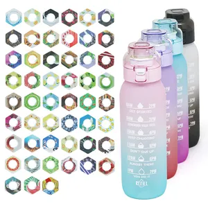 Hot Selling 32oz Gradient Color Sports Fitness Mativational Flavored Water Bottle Plastic Air Up Water Bottle With Flavor Pods